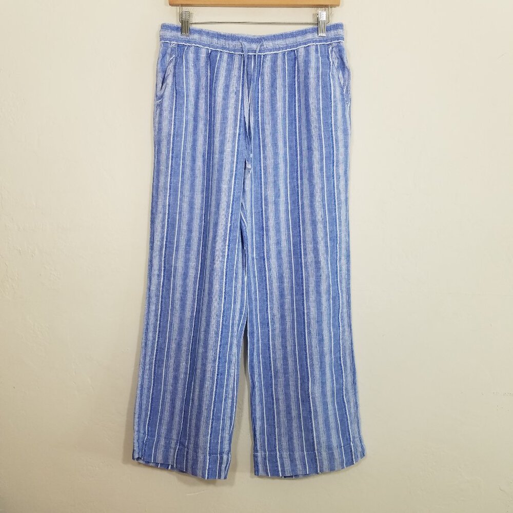 Tommy Bahama Blue & White Vertical Stripe Wide Leg Pants